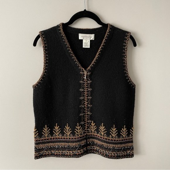 Vintage Susan Bristol Wool Embroidered Vest Womens Small - Picture 2 of 7